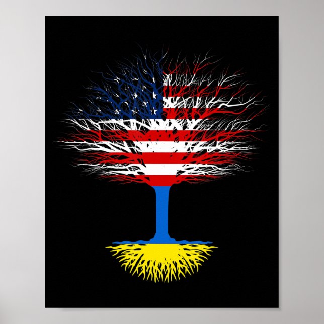 Poster Ukraine USA Amérique Drapeau Ukraine racines ukrai (Devant)