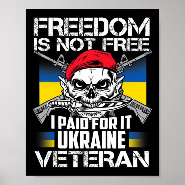 Poster Ukraine Veteran Support Ukraine Map Flag Pride Blu (Devant)