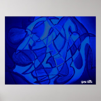 Poster Ultramarine Bleu Moderne Art Abstrait contemporain