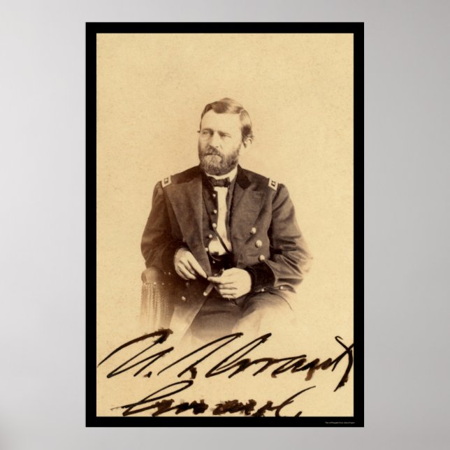 Poster Ulysses S. Grant Signed Card 1862 (Devant)