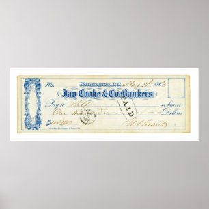 Poster Ulysses S. Grant Signed Check from May 17th 1867