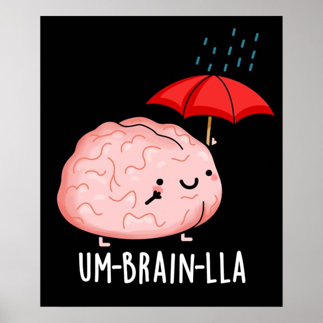 Poster Um-cerveau-lla Funny Cerveau Puns Dark BG (Devant)