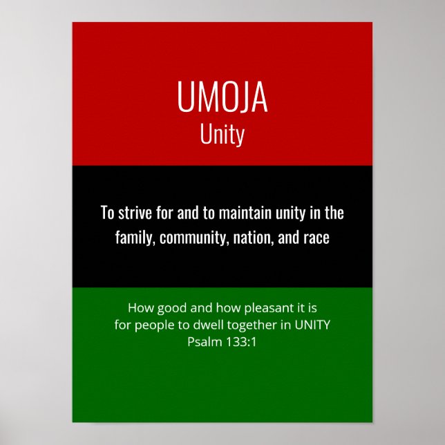 Poster UMOJA Unité Kwanzaa (Devant)