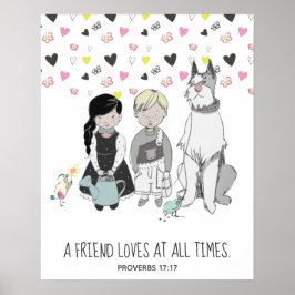 Poster Un ami aime en tout temps les enfants