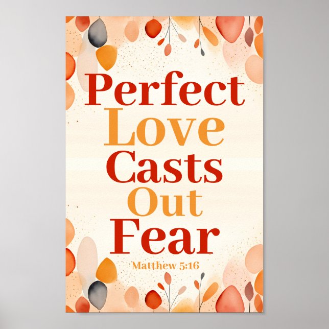 Poster Un amour parfait dégage la peur Boho Christian Art (Devant)
