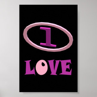 Poster Un amour rose violet rose et noir design