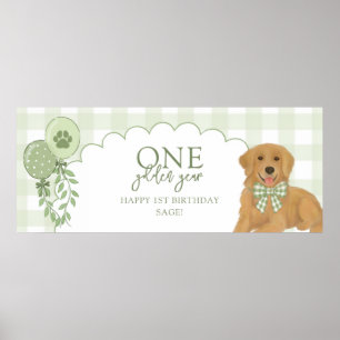 Poster Un An d'Or Retriever Chiot 1er Anniversaire