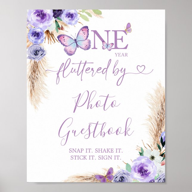 Poster Un an Flutted Birthday Photo Guestbook (Devant)