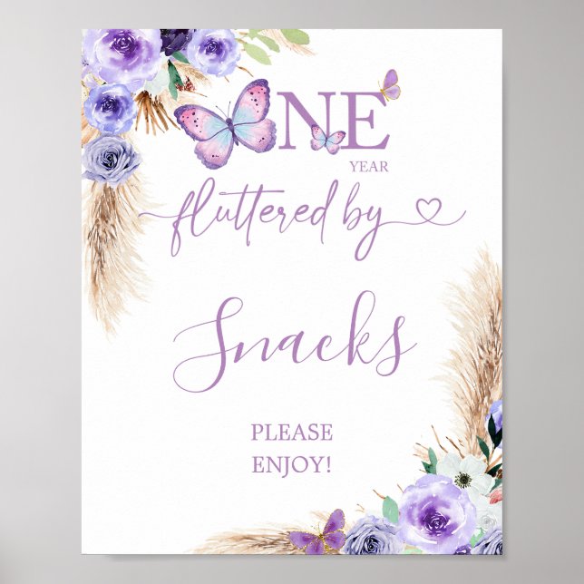 Poster Un An Flutted Butterfly Premier Anniversaire Snack (Devant)