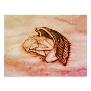 Poster Un Ange endormi sur les nuages des cieux en marmor