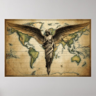 Poster Un ange regardant chaque pays sur Terre sur un mur