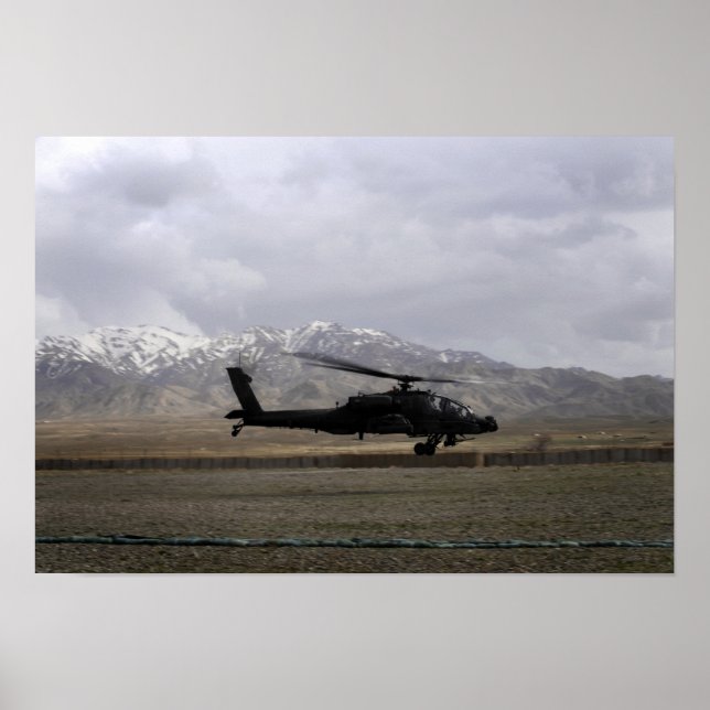 Poster Un Apache AH-64A décolle (Devant)