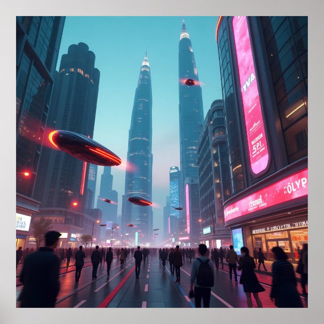 Poster Un aperçu du paysage futuriste de l'IA (Devant)