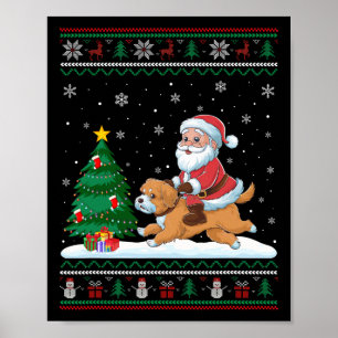 Poster Un arbre de Noël laid éclaire Noël Père Noël équit