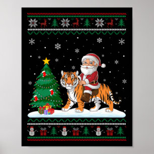 Poster Un arbre de Noël laid éclaire Noël Père Noël équit