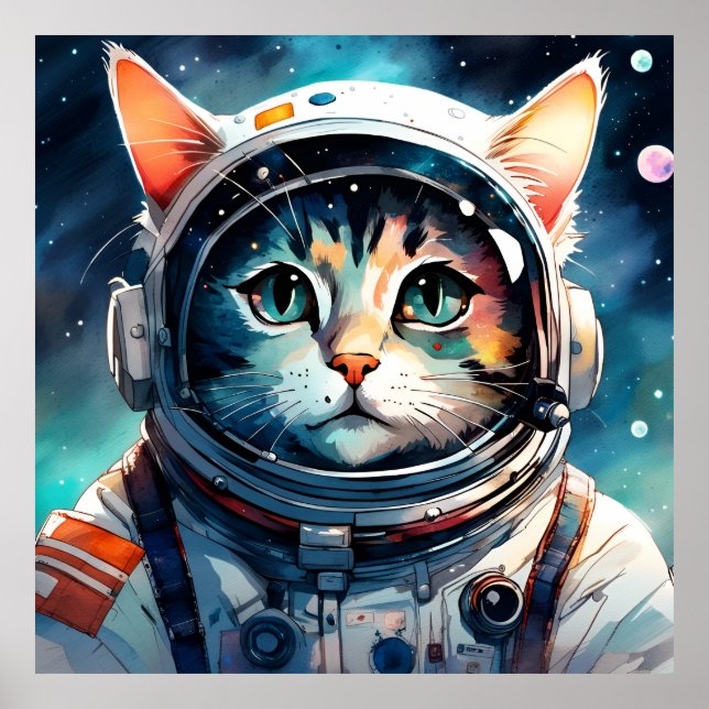 Poster Un astronaute de chat imaginaire (Devant)