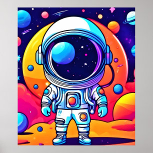 Poster Un astronaute dynamique en art cosmique