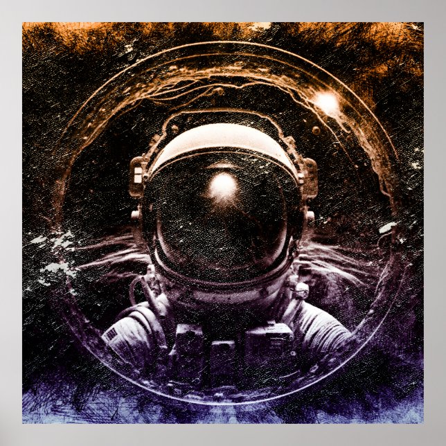 Poster Un astronaute moderne coloré dans l'espace (Devant)