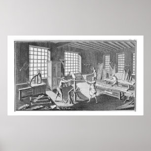 Poster Un atelier de ébéniste, de l'"Encyclopédie"