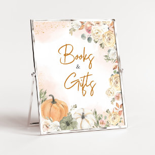 Poster Un Baby shower d'automne un peu Citrouille Livres