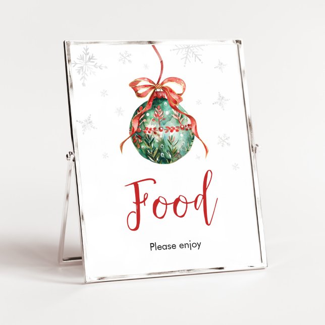 Poster Un Baby shower de Noël joyeux (Merry Little Christmas Ornaments Baby Shower Food Sign)