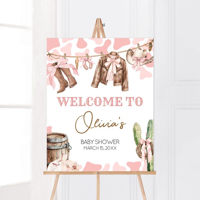 Poster Un Baby shower De Petite Femme (A Little Cowgirl Clothesline Baby Shower Welcome Sign)