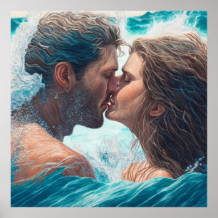 Poster Un baiser dans les vagues