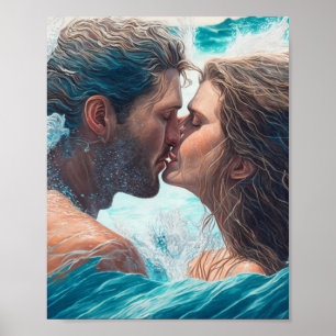 Poster Un baiser dans les vagues
