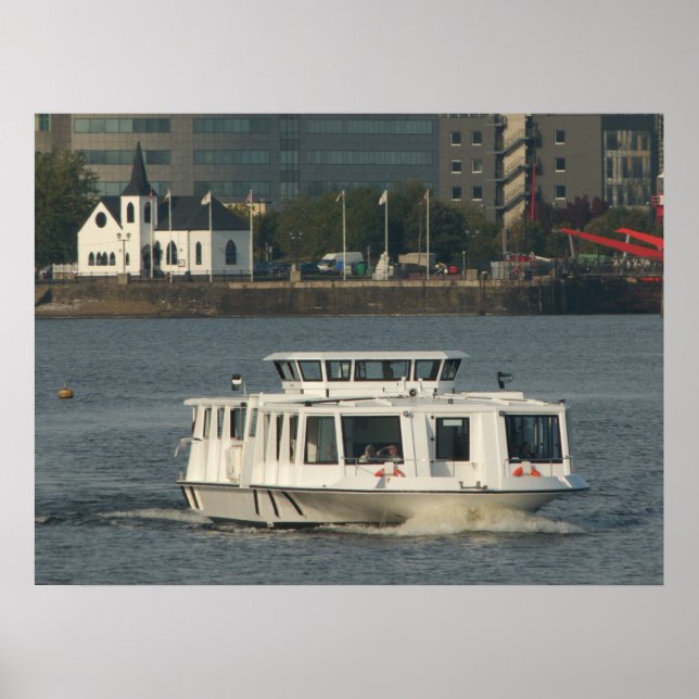Poster Un bateau-bus à Cardiff Bay (Devant)