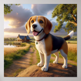 Poster Un Beagle de charme dans une campagne rustique