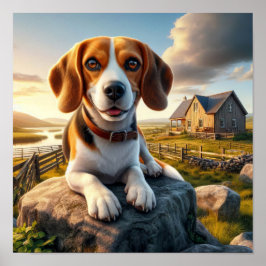 Poster Un Beagle de charme dans une campagne rustique