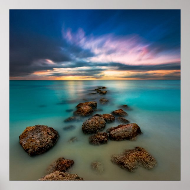 Poster Un Beau Coucher De Soleil Sur Grace Bay | Turks &  (Devant)