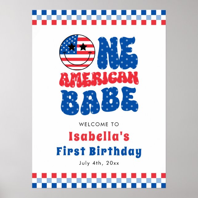 Poster Un Bébé Américain Fête son Premier Anniversaire po (Devant)
