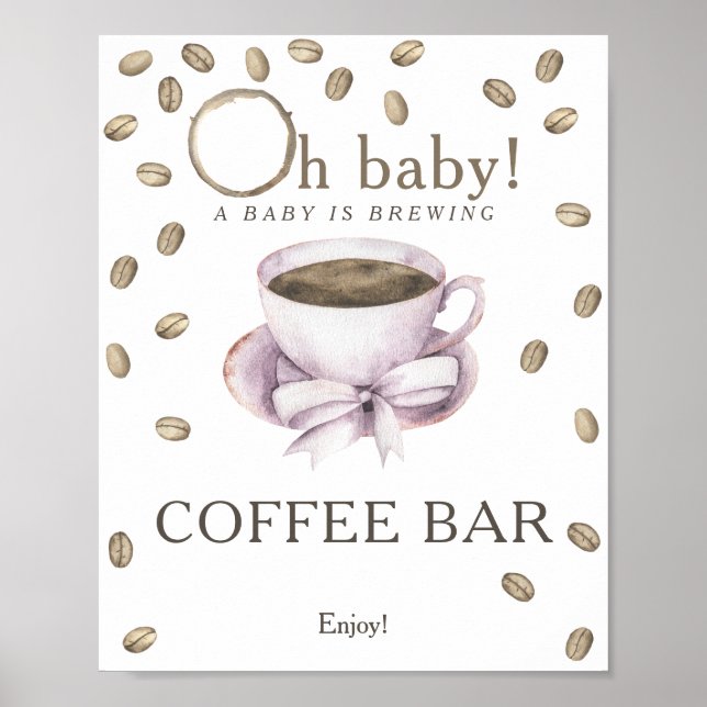 Poster Un bébé brasse du baby shower Café bar (Devant)