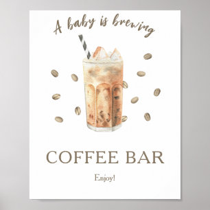 Poster Un bébé brasse du baby shower Café bar
