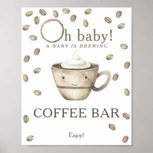 Poster Un bébé brasse du baby shower Café bar