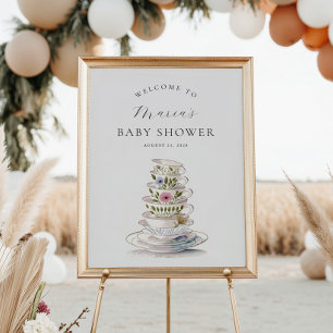 Poster Un bébé brasse du thé Baby shower Bienvenue