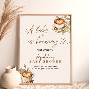 Poster Un bébé brasse l'Affiche de bienvenue   Café bébé