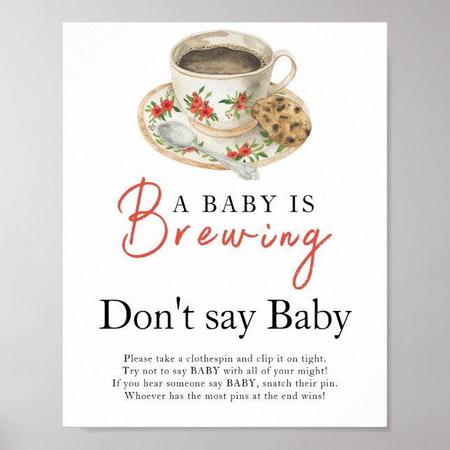 Poster Un bébé brasse une tasse de café Ne dites pas bébé (Devant)