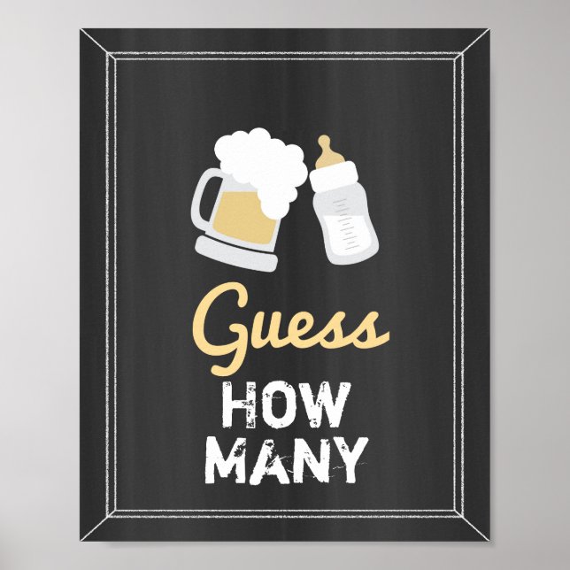 Poster Un bébé est en train de brasser Baby shower Devine (Devant)