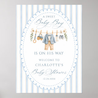 Poster Un bébé garçon doux Vêtements Baby Shower Bienvenu