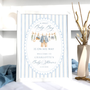 Poster Un bébé garçon doux Vêtements Baby Shower Bienvenu
