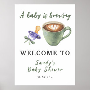Poster Un bébé prépare un Pacificateur de café Baby Showe
