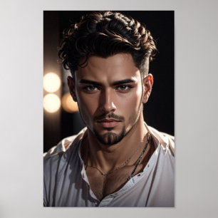 Poster Un bel homme arabe sur un arrière - plan sombre.