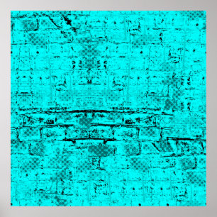 Poster Un bleu turquoise grinçant sans couleur. Éléments