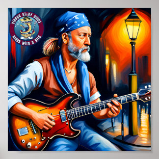 Poster Un Blues Man Rocker au coin de la rue