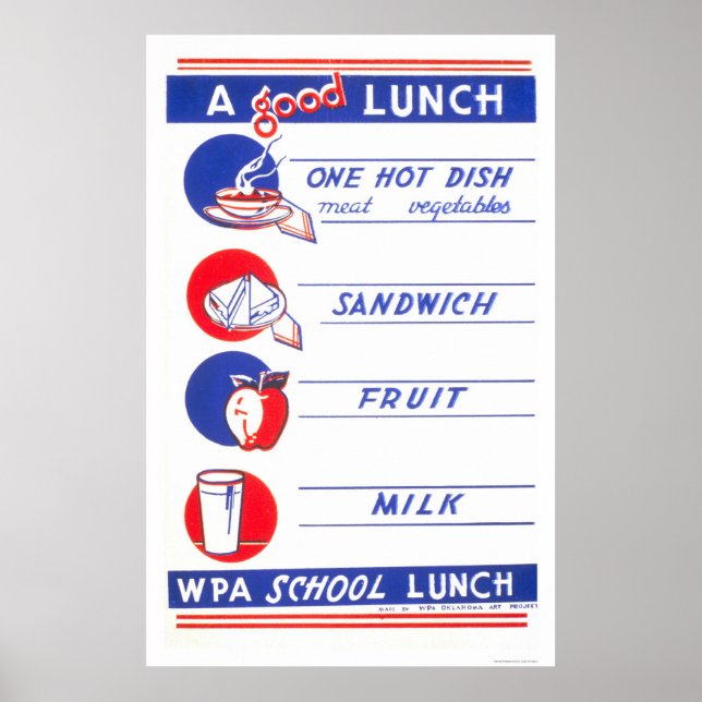 Poster Un bon déjeuner bien manger 1941 WPA (Devant)