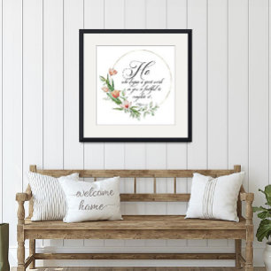 Poster Un bon travail, cadre de tulipes roses