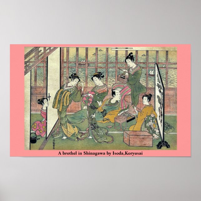 Poster Un bordel à Shinagawa par Isoda, Koryusai (Devant)