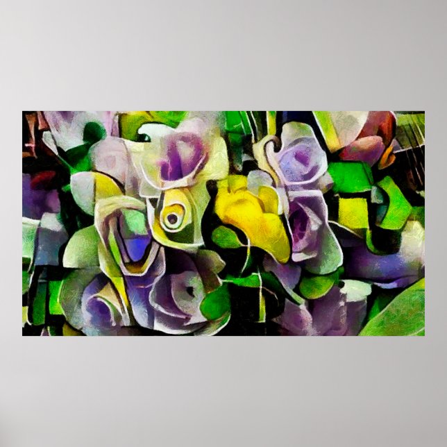 Poster Un bouquet de belles fleurs dans un style moderne (Devant)